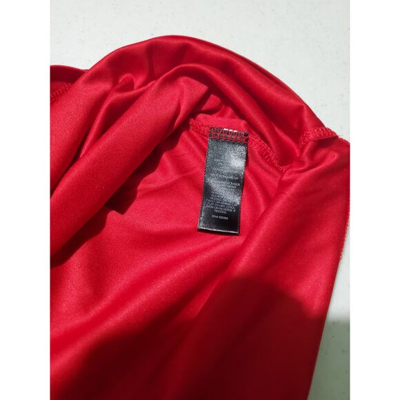 Express Womens Red Striped Sequin Mini Dress Size Large Bodycon Sexy Holidays - Picture 6 of 6